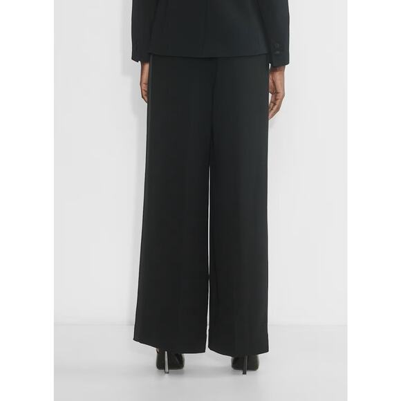 TEN Aritzia Estela Pleated Crepe Pant Black Mid Rise Wide Leg Unlined Women's 0 - Picture 2 of 12